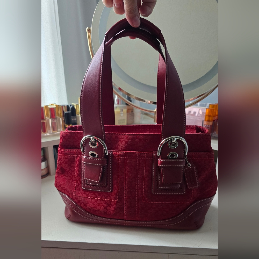 Coach Red Shoulder Bag with Silver Hardware